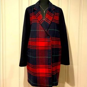 Wool coat red front navy back
